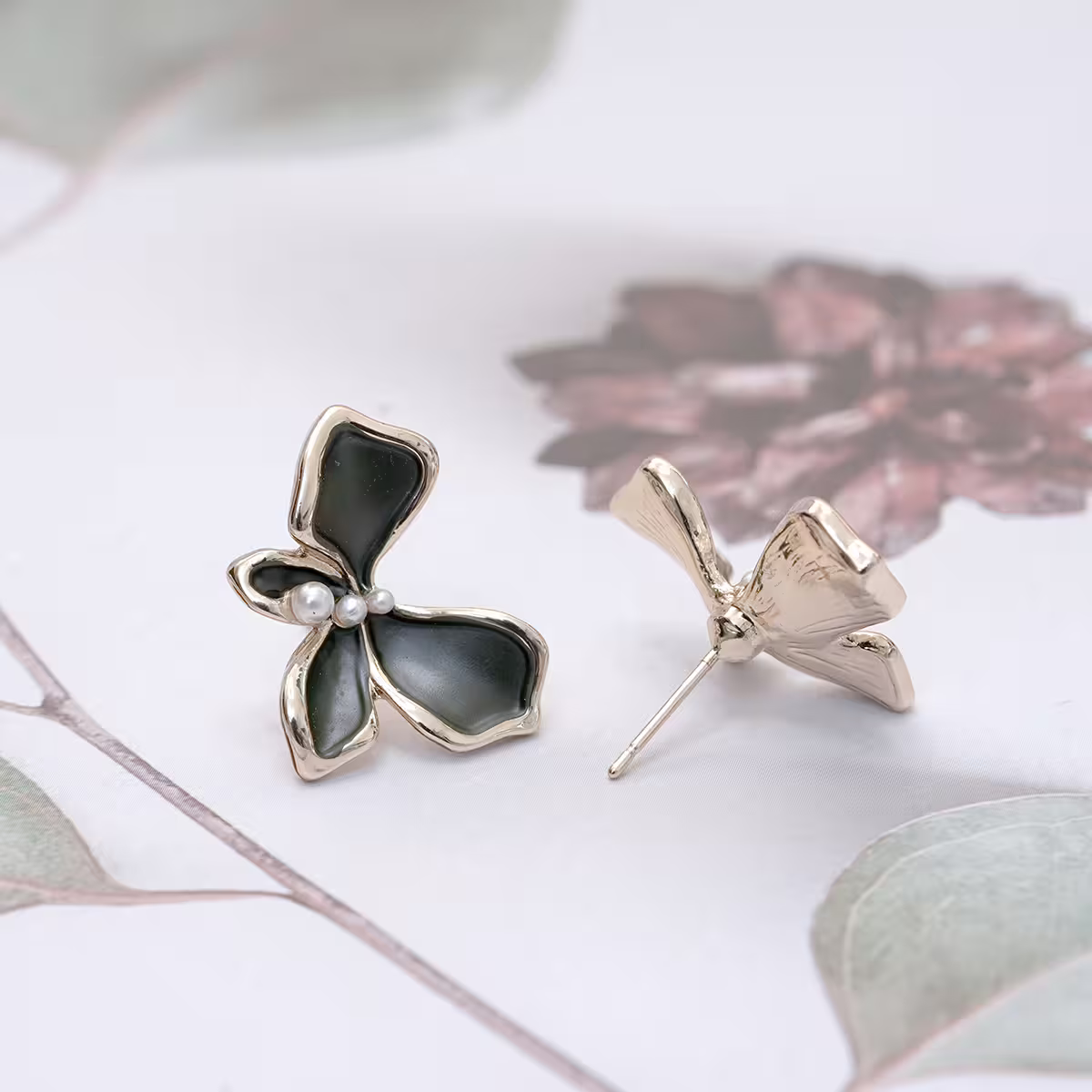 墨色蝴蝶花&times;吊墜耳環-第4張