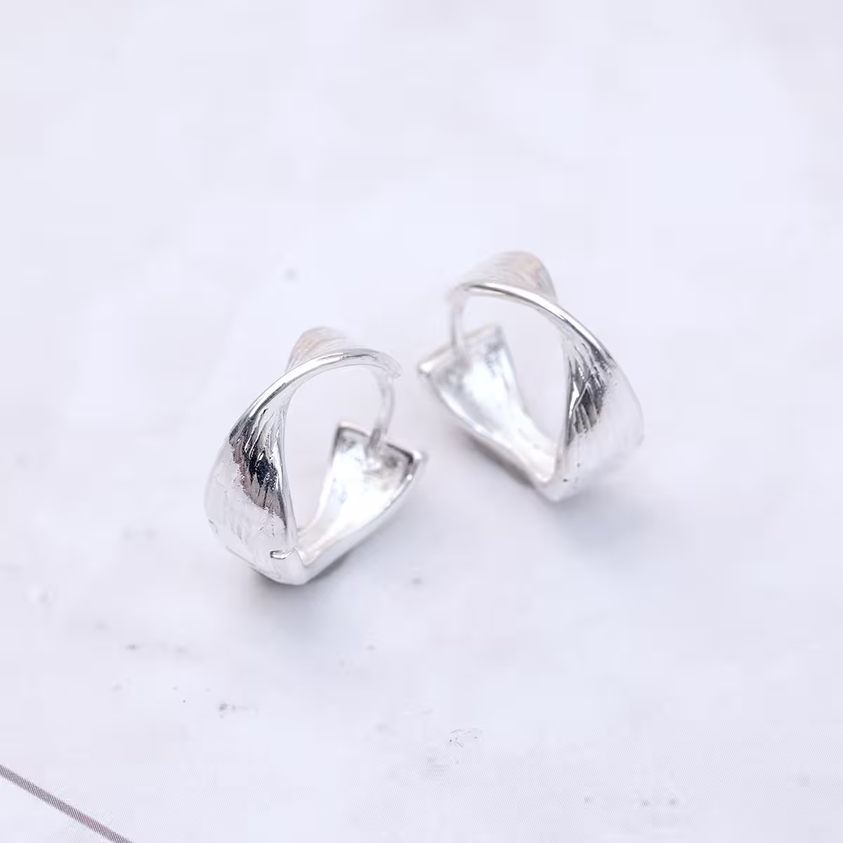 925銀針&times;拉絲扭曲&times;耳扣-第1張