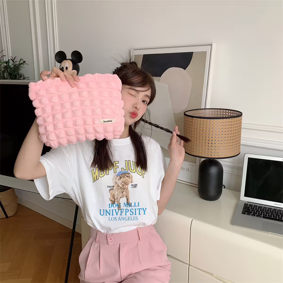 泡芙雲朵包&times;化妝包&times;粉紅-第2張