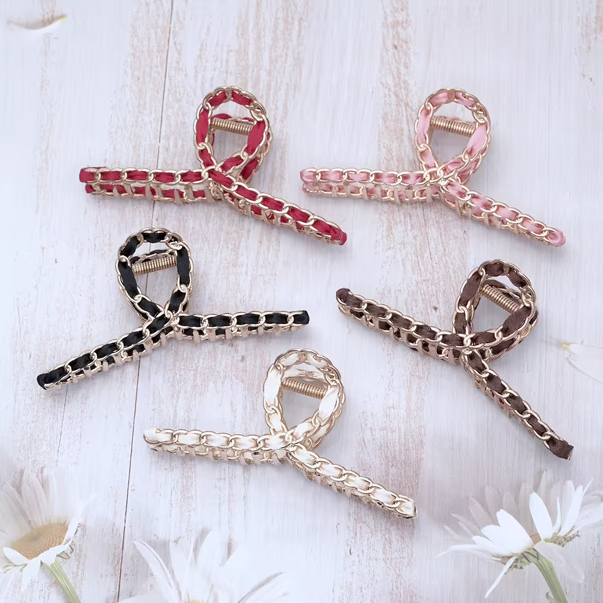 鍊條鏤空布藝&times;鯊魚夾&times; 共五色-第1張