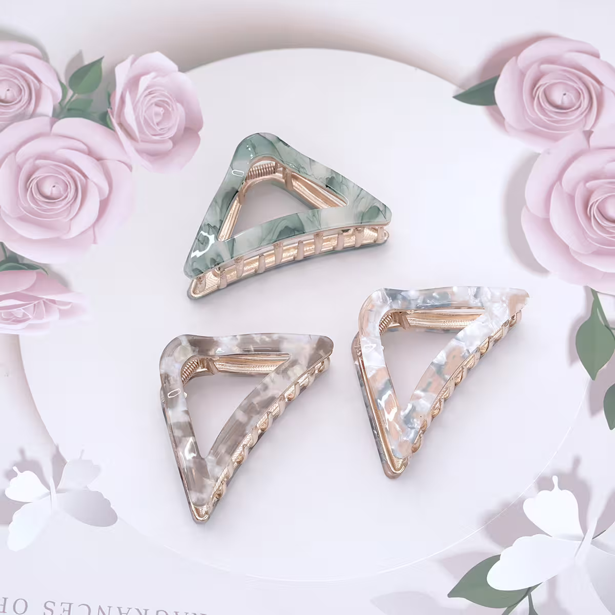 三角幻彩醋酸&times;鯊魚夾&times;共三色-第2張