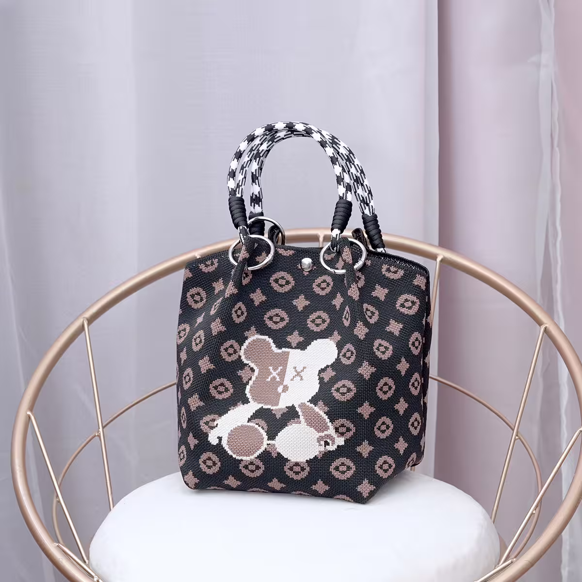 小熊老花&times;針織手提袋-第1張