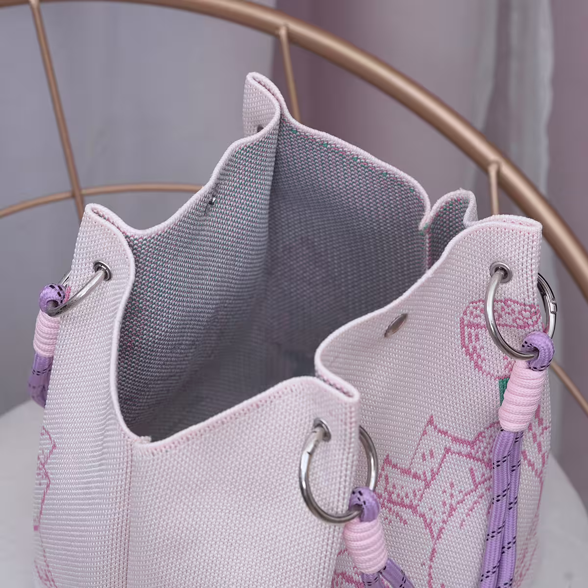 粉紅蓮花&times;針織手提袋-第4張