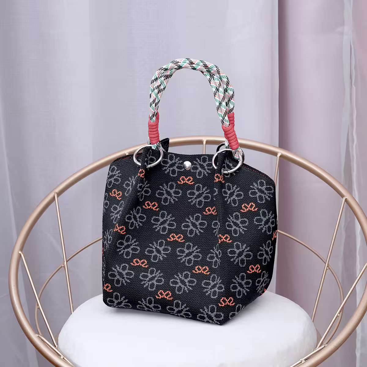 黑色蝶影&times;針織手提袋-第1張