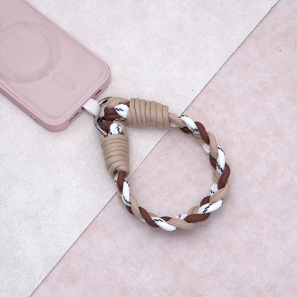 三色麻花辮&times;手機腕帶掛繩&times;棕咖白-第3張