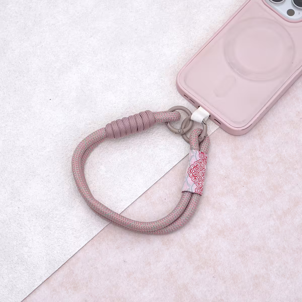 雙線古風祥雲&times;手機腕帶掛繩&times;淡粉-第3張