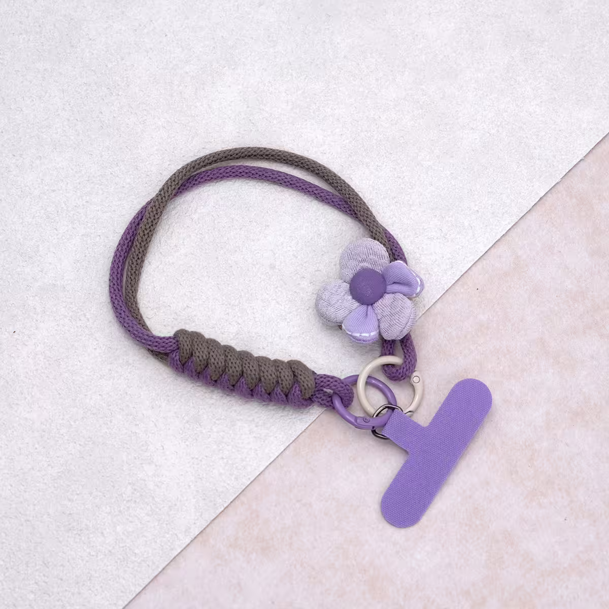 布藝小花朵&times;手機腕帶掛繩&times;紫色-第1張