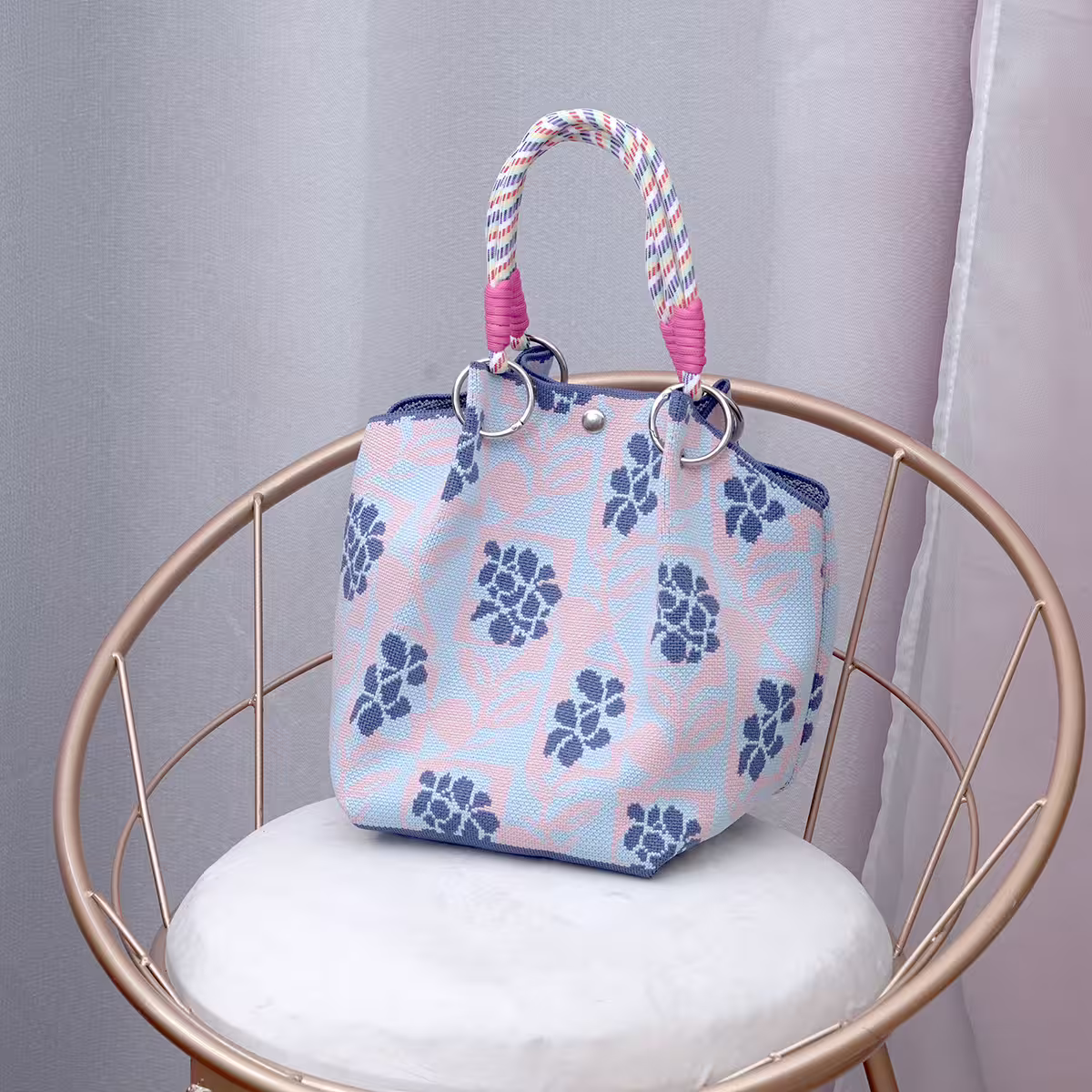 紫心葡萄&times;針織手提袋-第1張