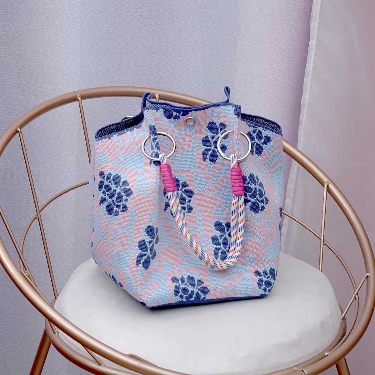 紫心葡萄&times;針織手提袋-第3張