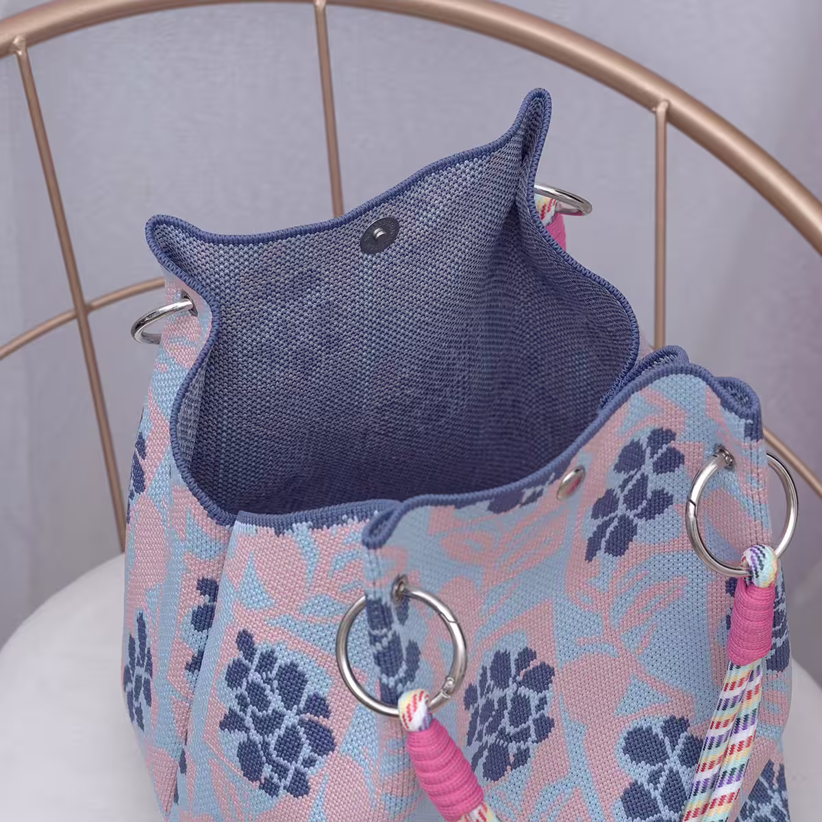 紫心葡萄&times;針織手提袋-第4張