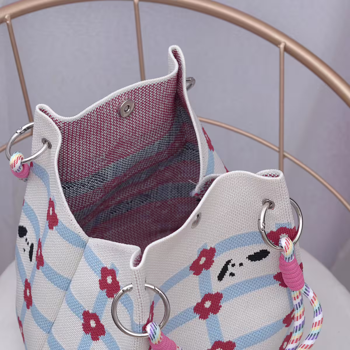 紅花小狗&times;針織手提袋-第4張