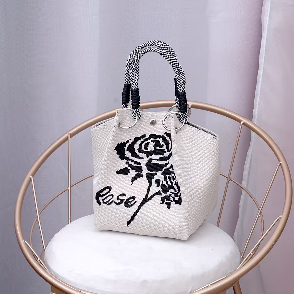 黑玫瑰&times;針織手提袋-第1張