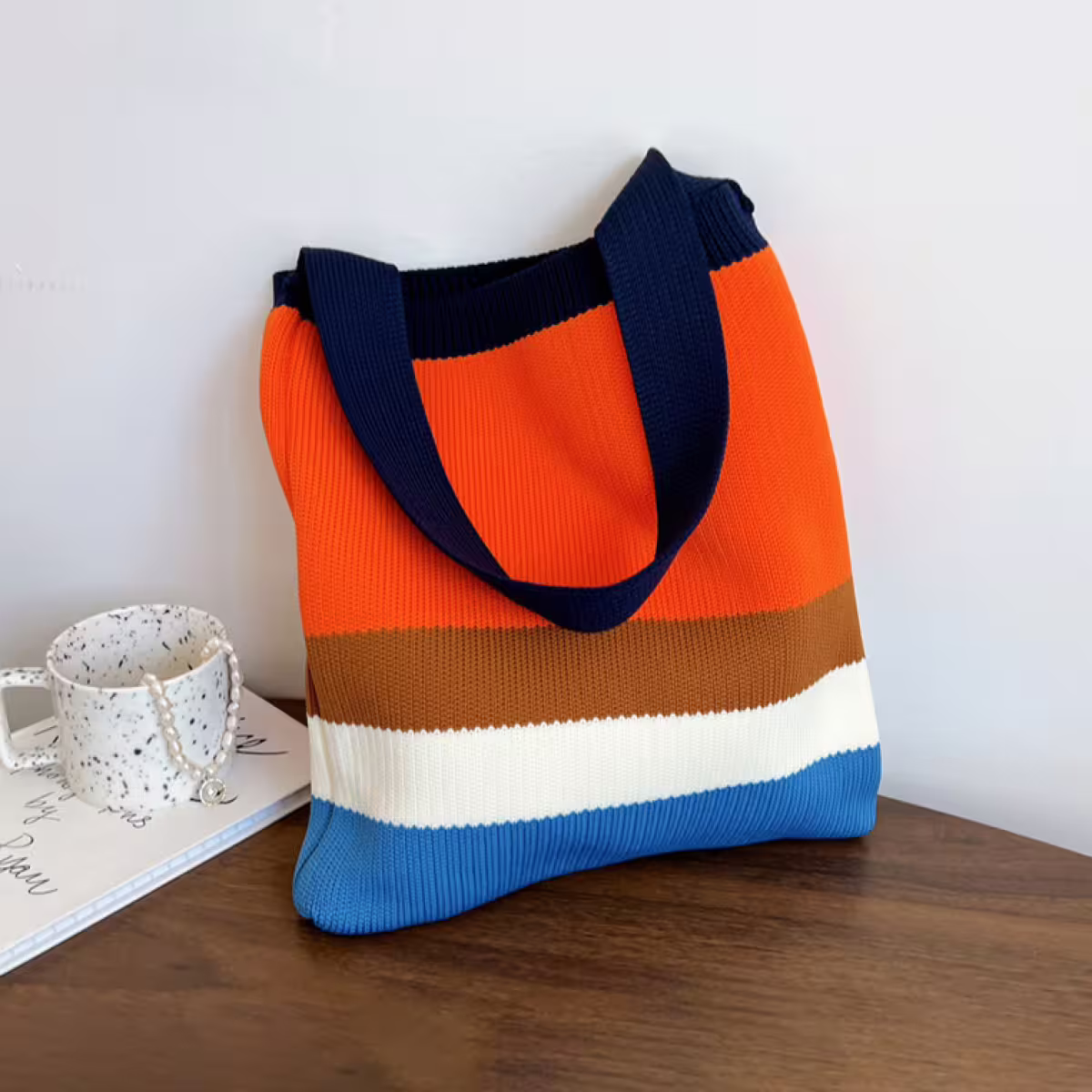 橙橘撞色&times;針織&times;單肩背包-第1張