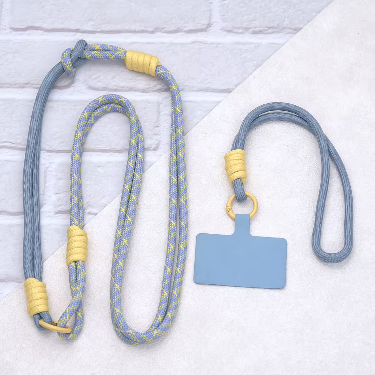 可延長運動風撞色&times;手機斜背&腕帶&times;兩用掛繩&times;灰黃紋理-第5張