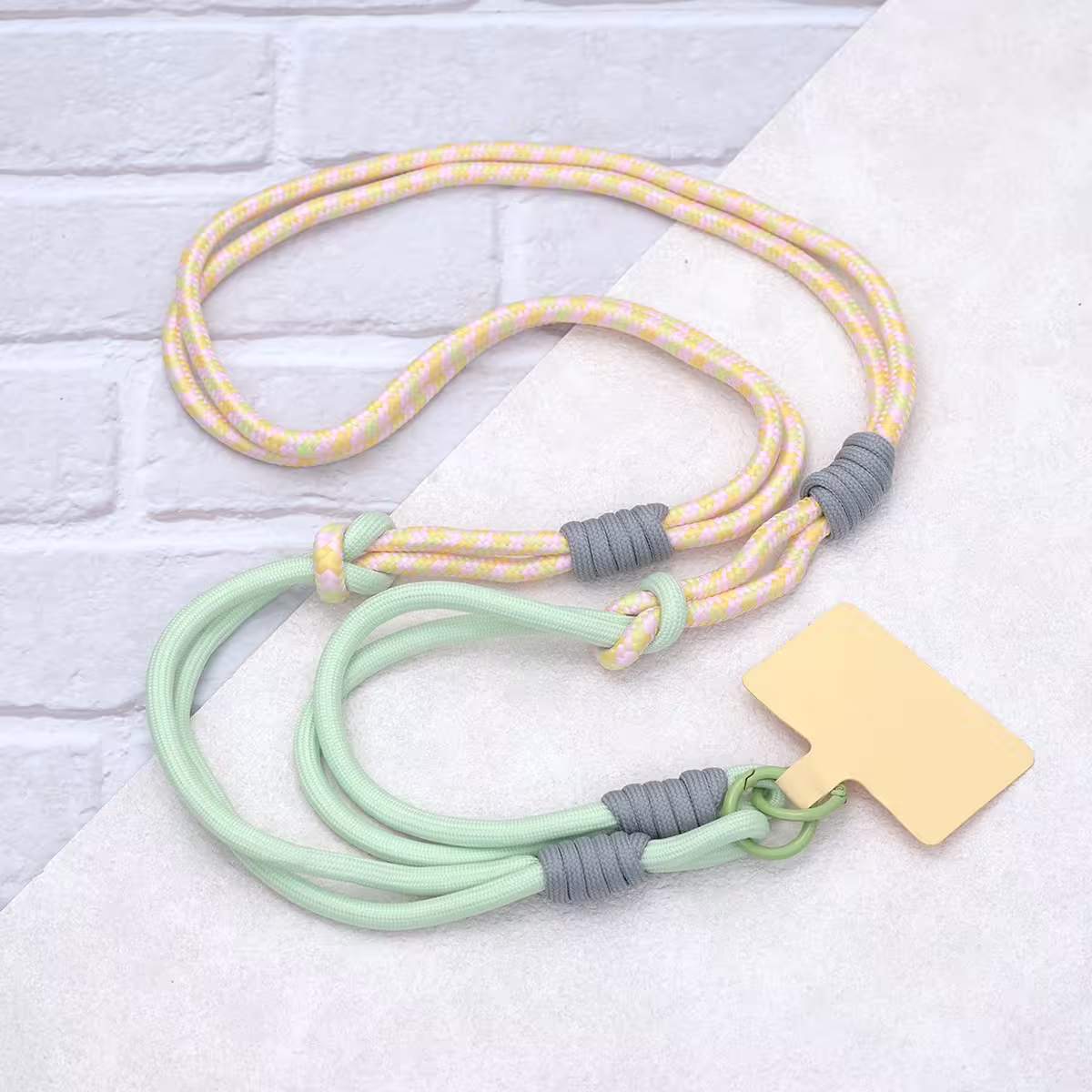 可延長運動風撞色&times;手機斜背&腕帶&times;兩用掛繩&times;黃綠紋理-第1張