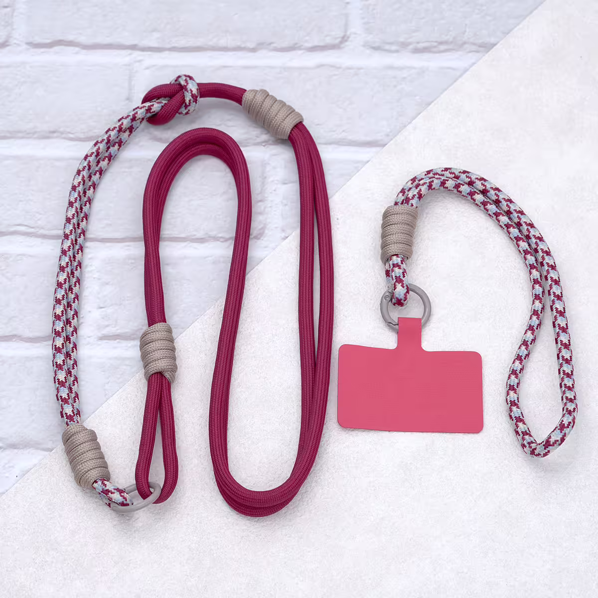 可延長運動風撞色&times;手機斜背&腕帶&times;兩用掛繩&times;紅藍紋理-第6張