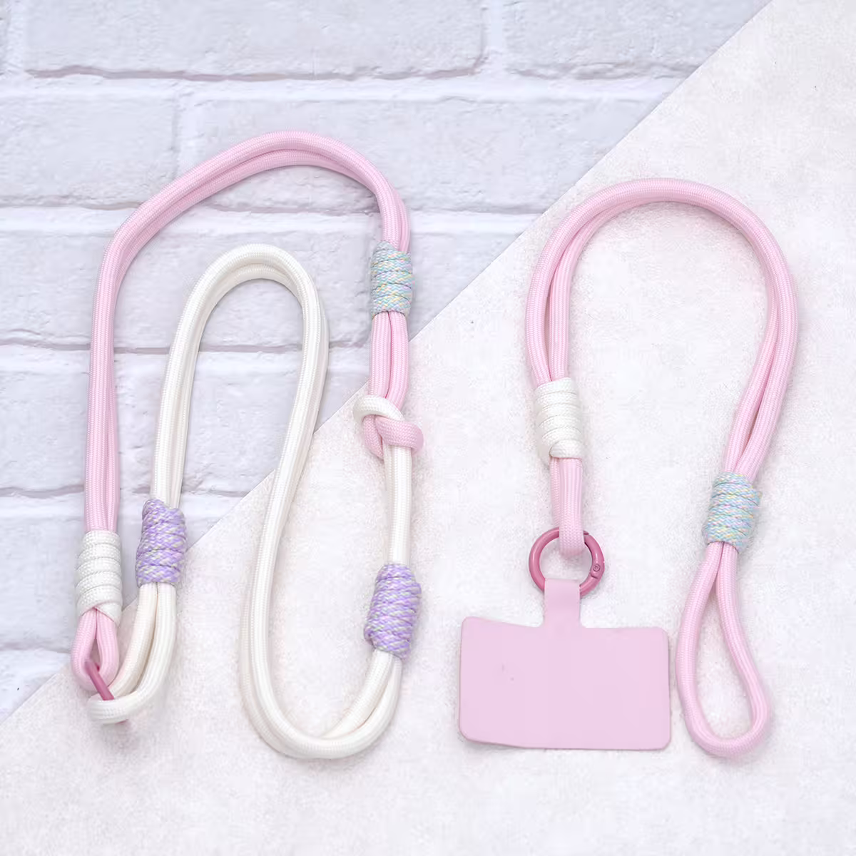 可延長運動風撞色&times;手機斜背&腕帶&times;兩用掛繩&times;粉白素色-第6張