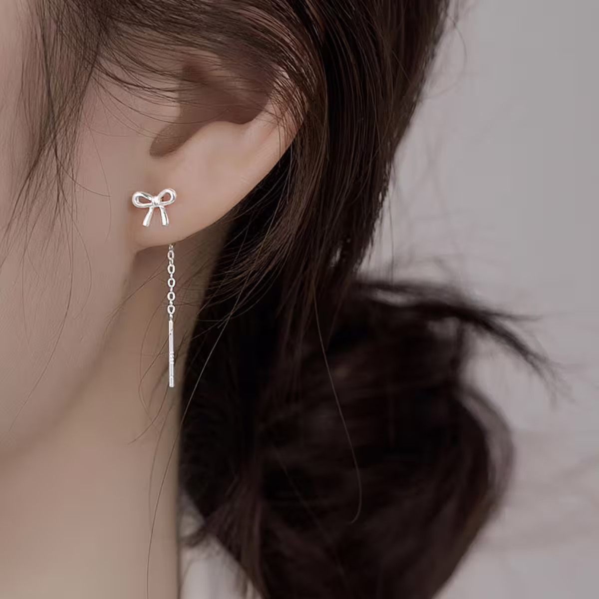 925銀針&times;蝴蝶結線條&times;耳線-第5張