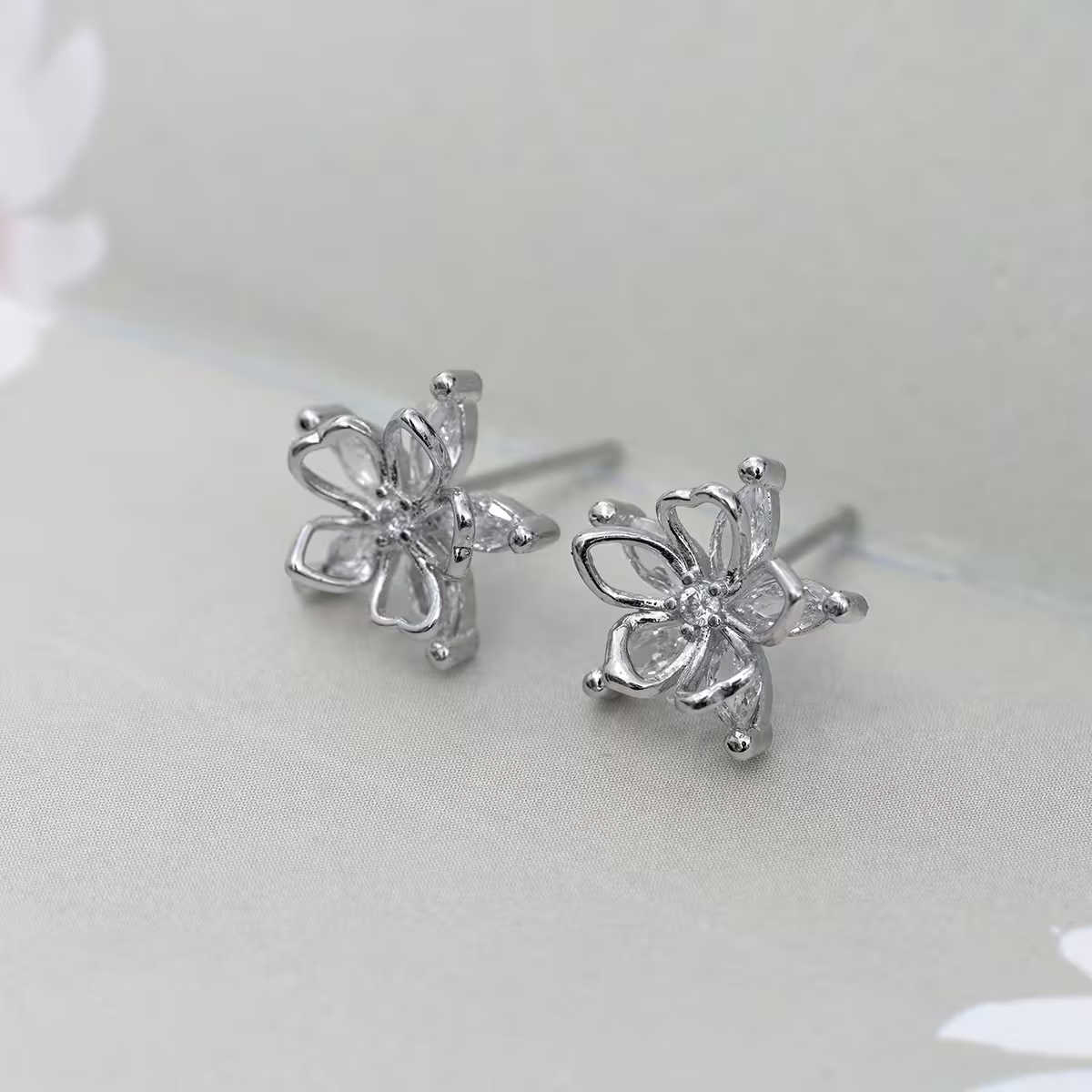 925銀針&times;立體五花瓣&times;耳環-第1張