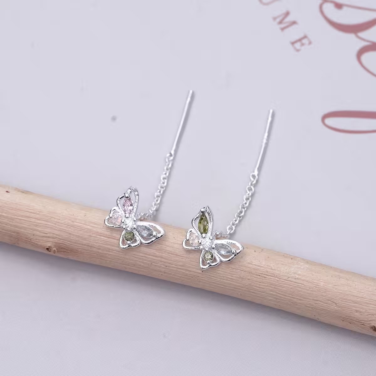 925銀針&times;蝴蝶彩晶&times;耳線-第2張