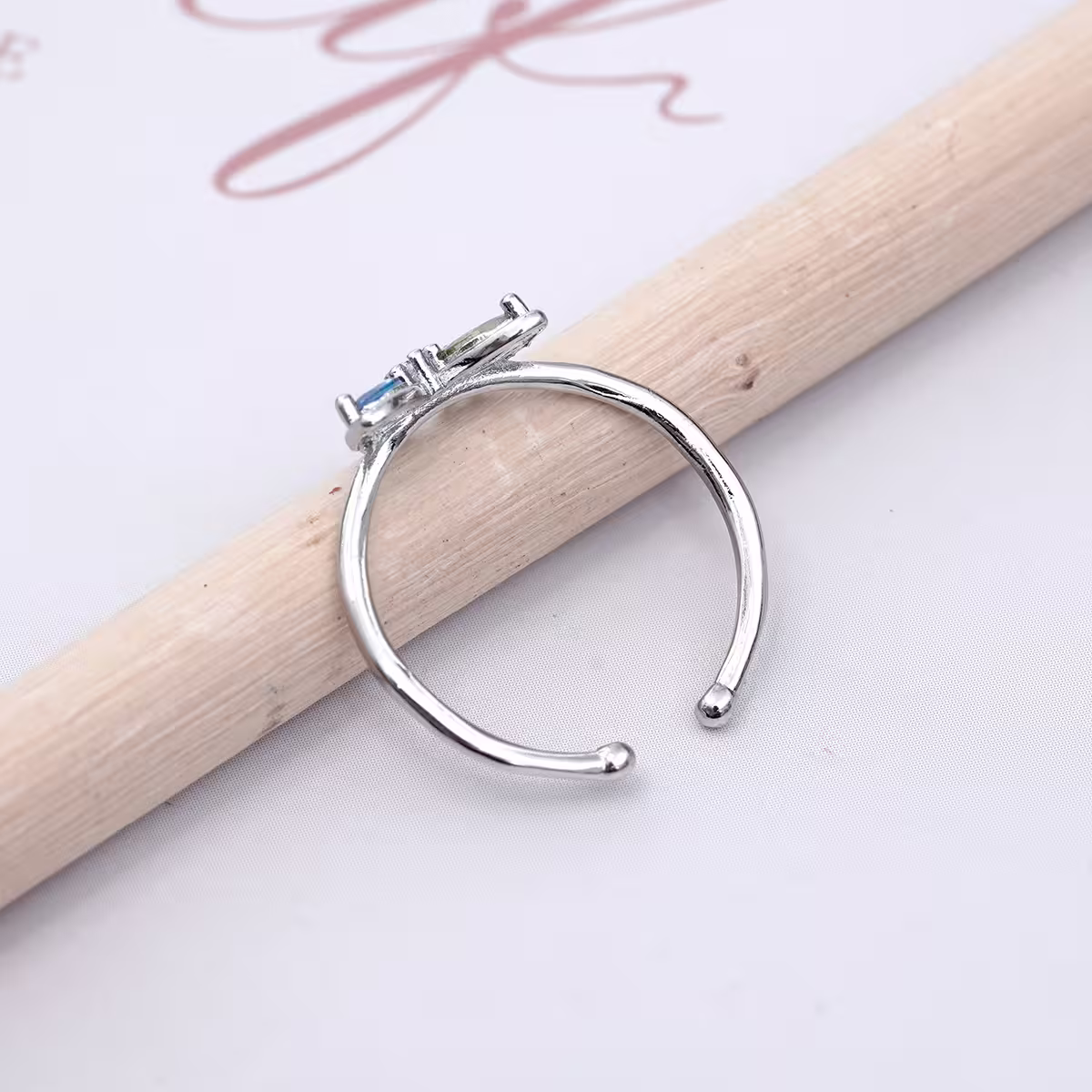 925銀飾&times;蝴蝶彩晶&times;開口戒指-第4張