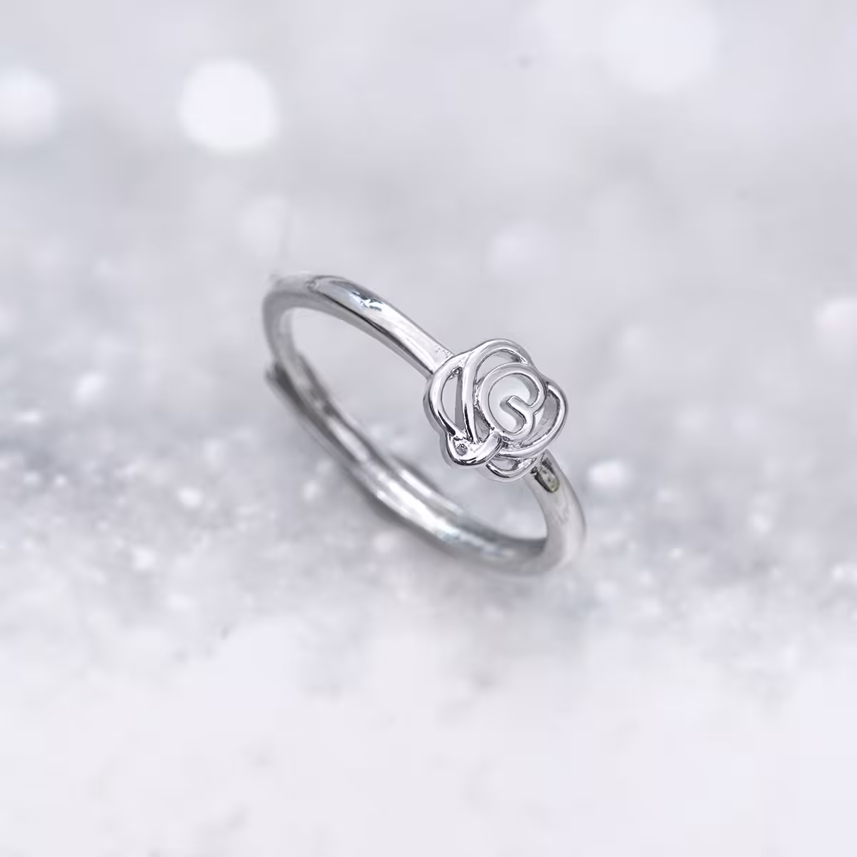 925銀飾&times;鏤空山茶花&times;開口戒指-第2張