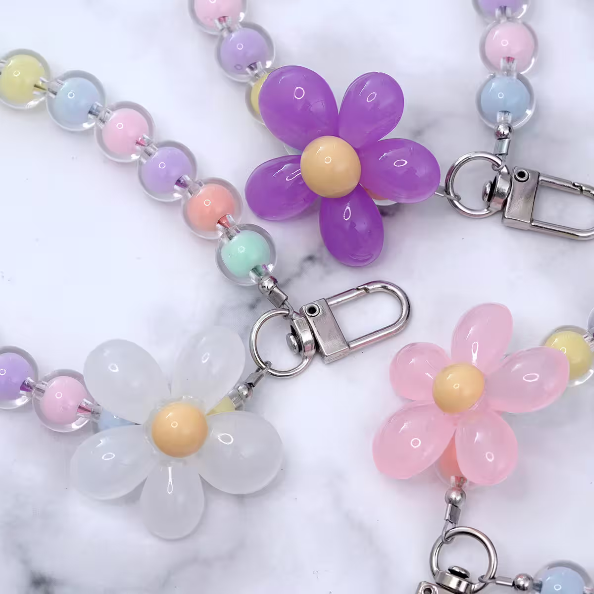 果凍小花朵&times;手機手提吊飾掛繩&times;彩色紫花-第5張