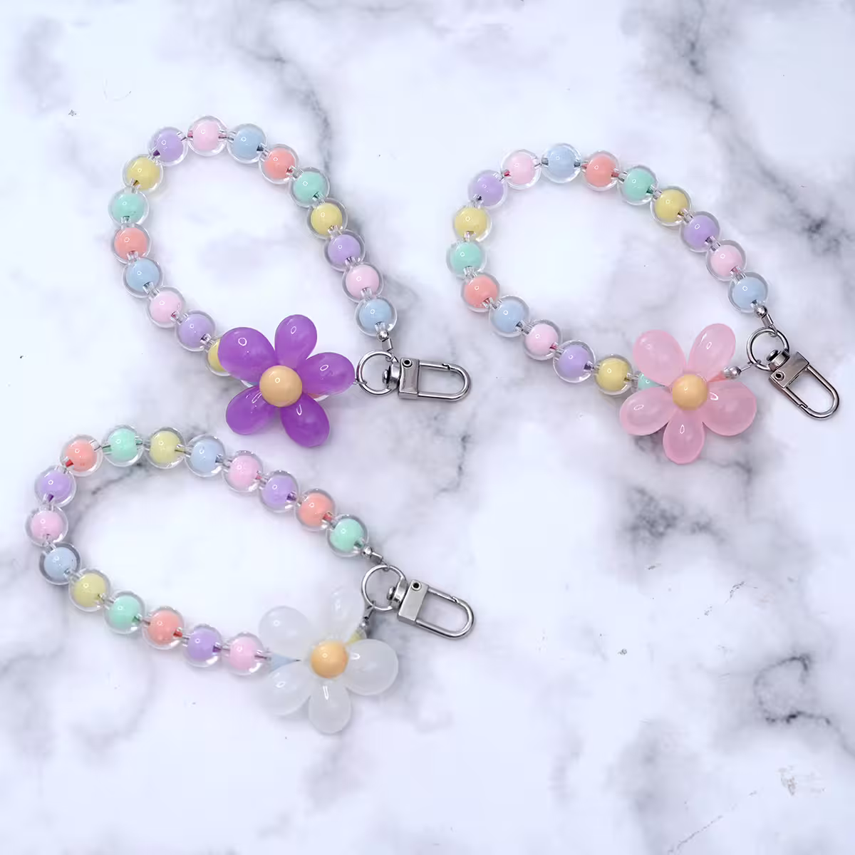 果凍小花朵&times;手機手提吊飾掛繩&times;彩色紫花-第6張