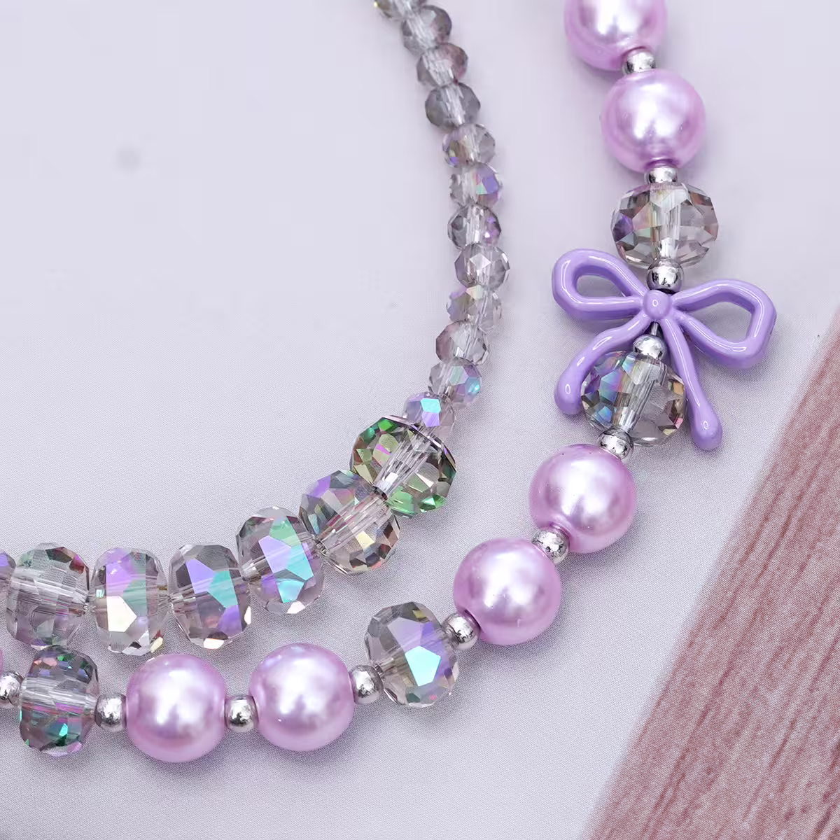 雙層華麗蝴蝶結派對&times;手機腕帶掛繩&times;紫色-第5張