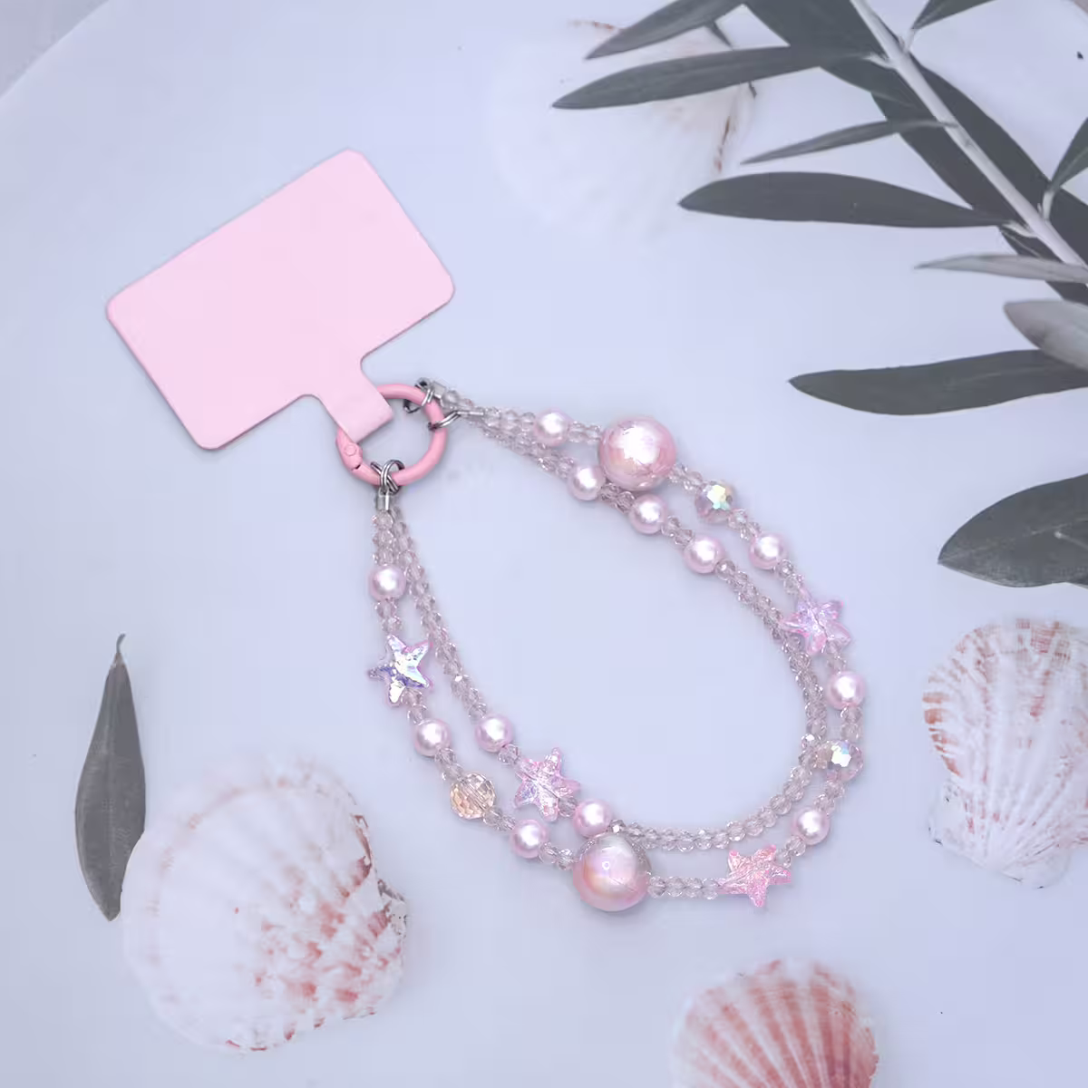 雙層魔幻海星明珠&times;手機腕帶掛繩&times;粉紅-第1張