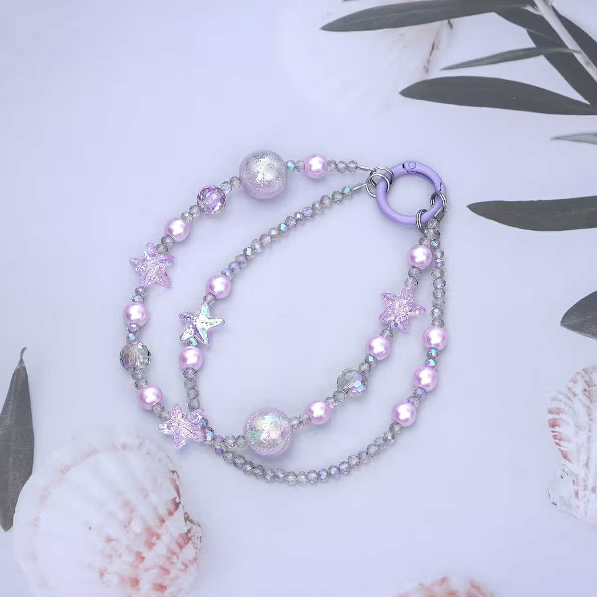 雙層魔幻海星明珠&times;手機腕帶掛繩&times;紫色-第3張