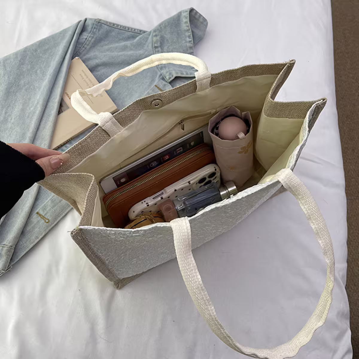 春語小碎花&times;肩背手提袋&times;卡其-第6張