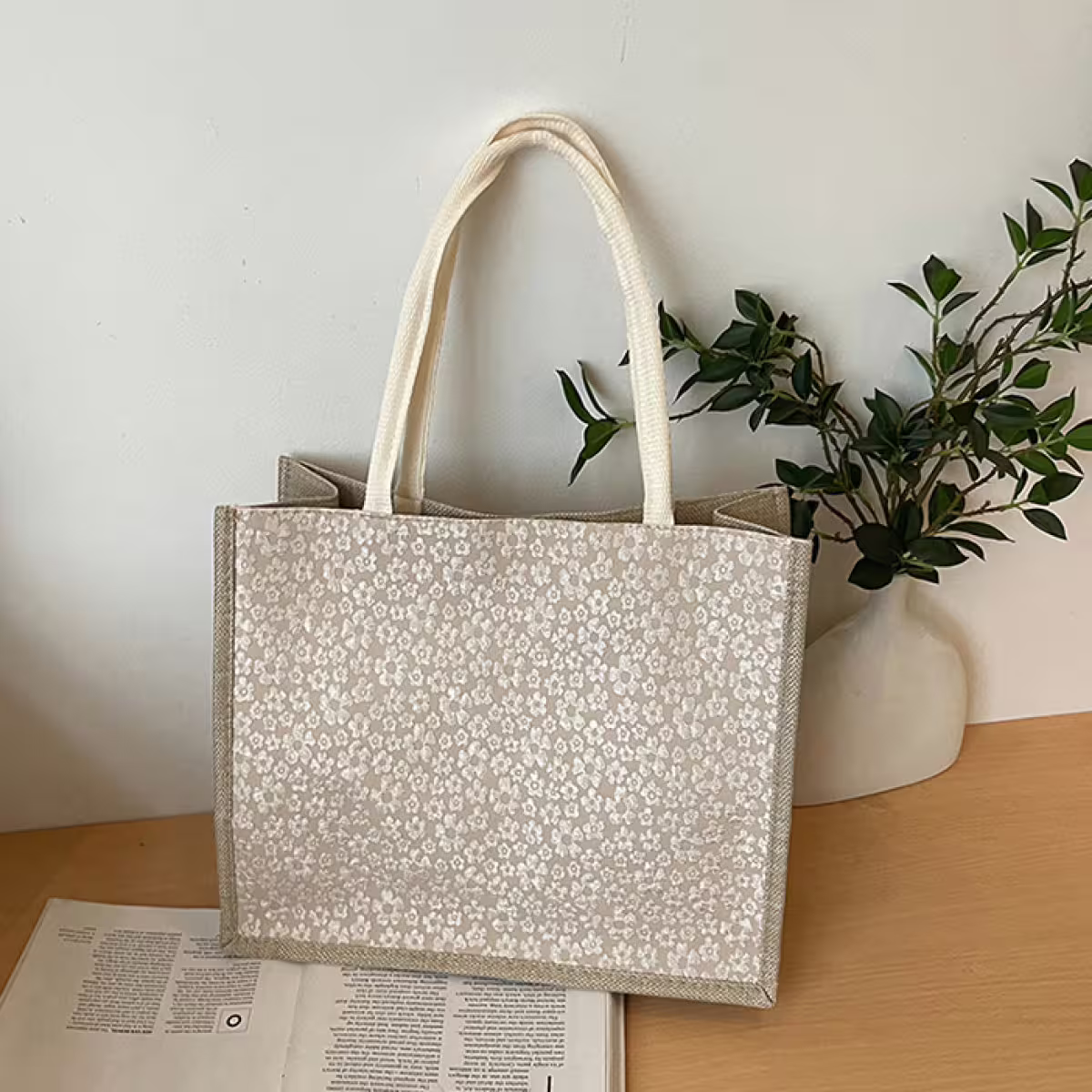 春語小碎花&times;肩背手提袋&times;卡其-第1張