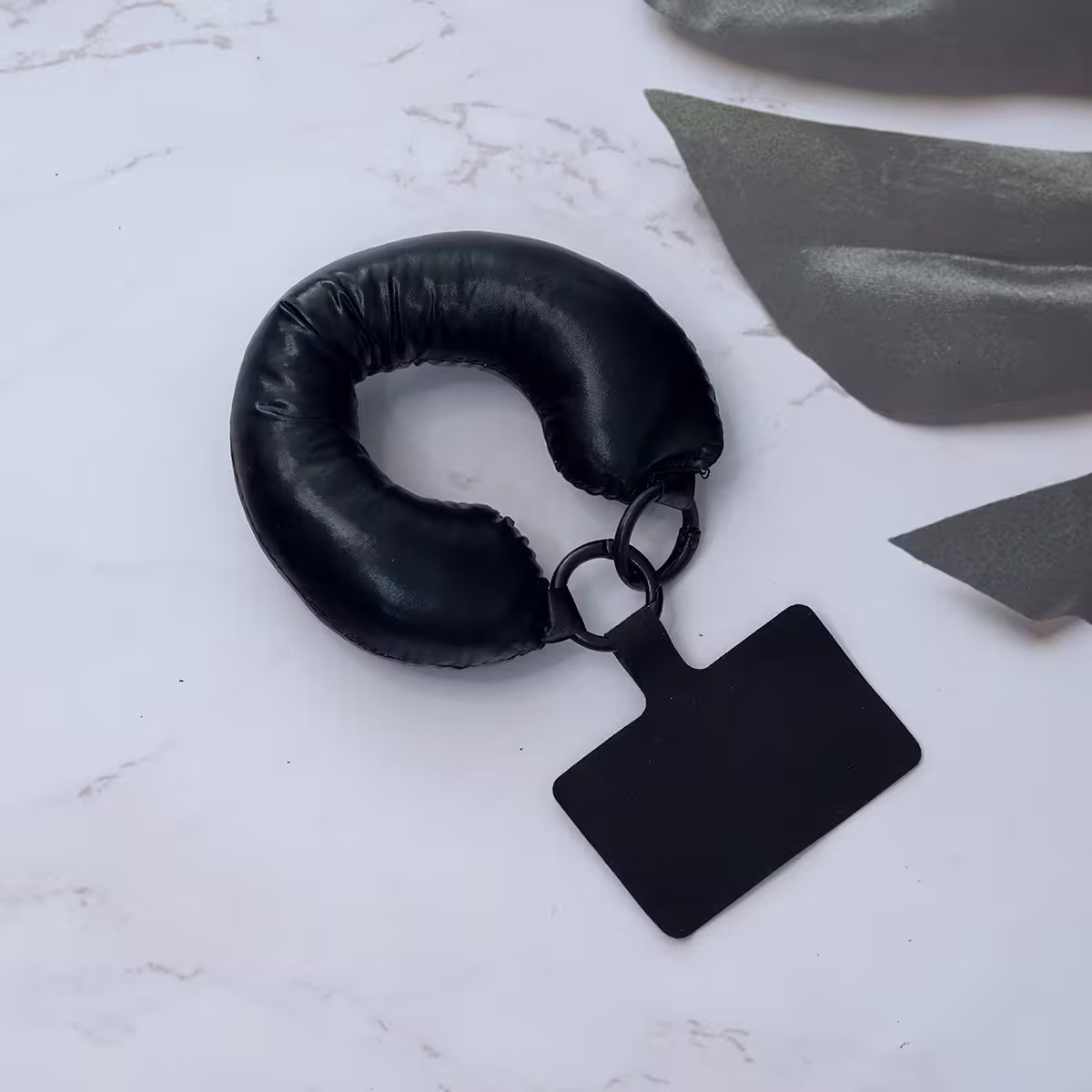 漆面太空棉&times;手機手提吊飾掛繩&times;黑色-第1張