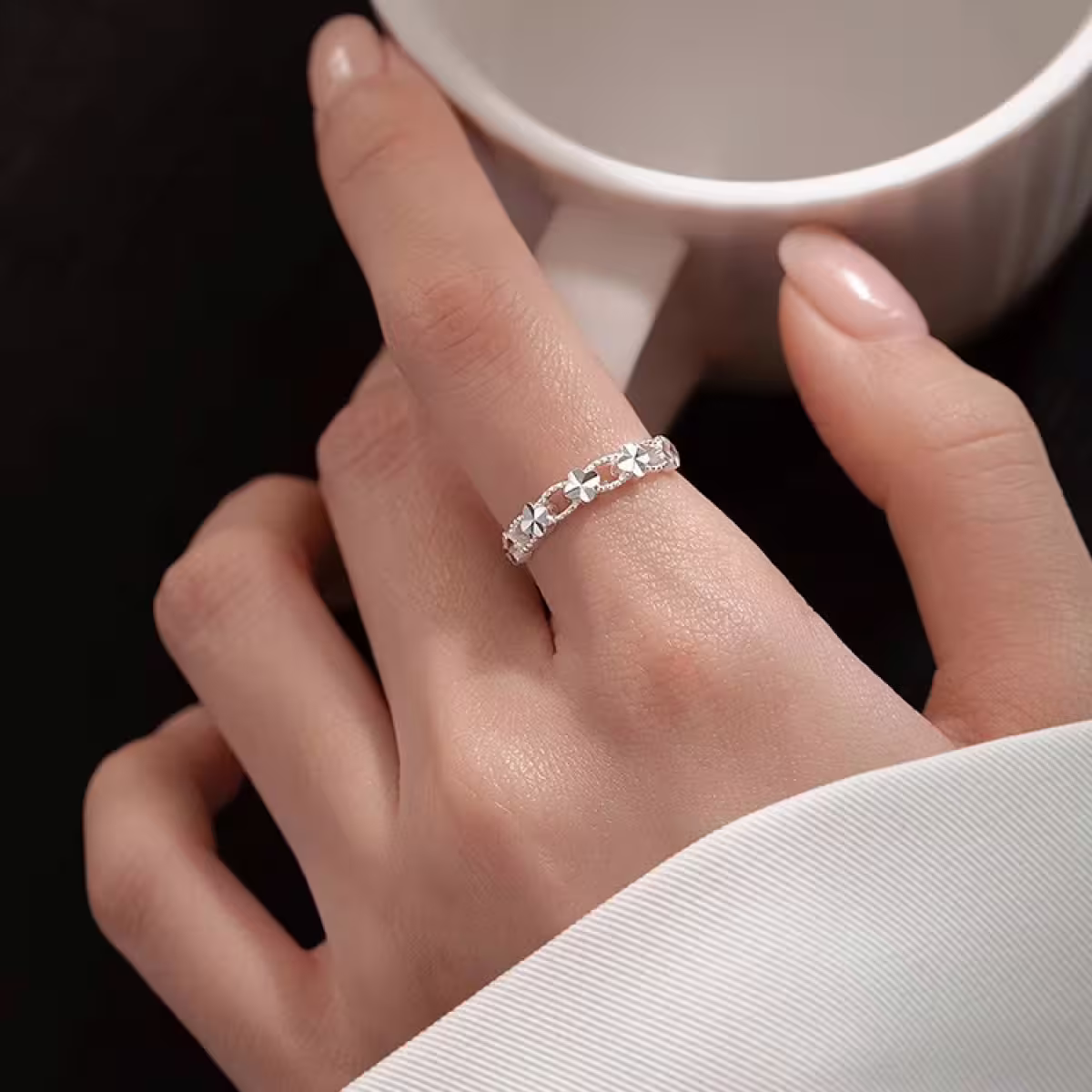 925銀飾&times;幸運花朵&times;開口戒指-第5張