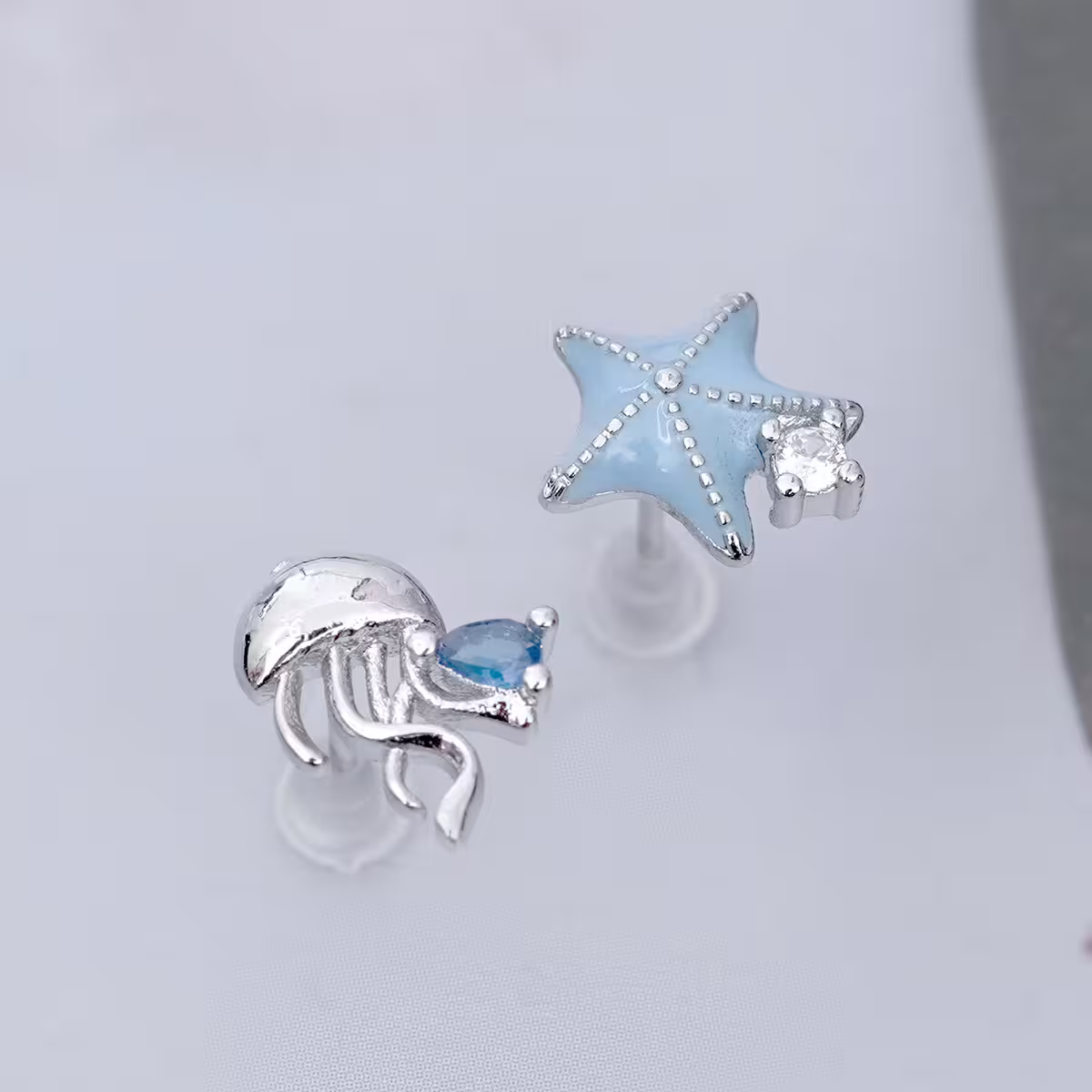 925銀針&times;水母海星&times;不對稱耳環-第4張