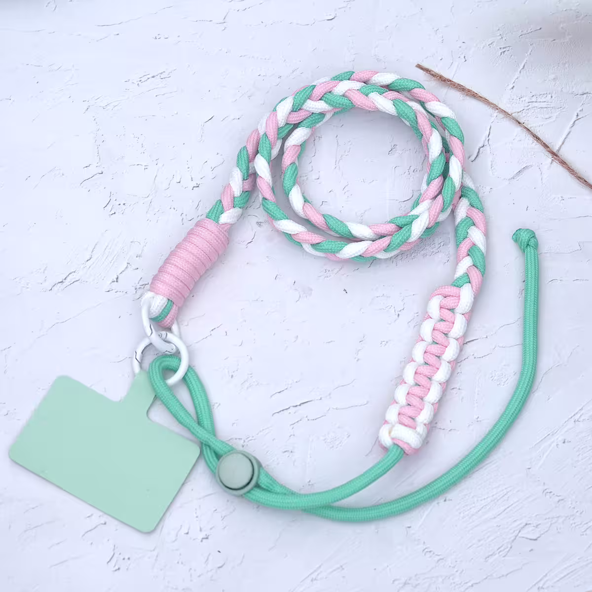 撞色編繩&times;長度可調&times;手機斜背雙勾掛繩&times;綠色-第1張
