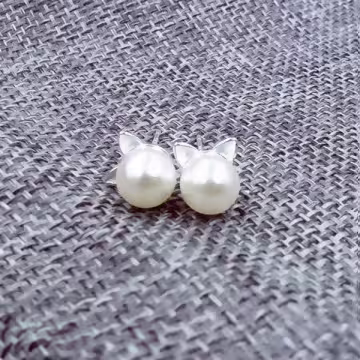 925銀針×小貓珍珠×耳針