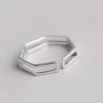 925銀飾×幾何七邊形×開口戒指