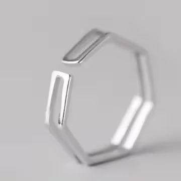 925銀飾×幾何七邊形×開口戒指