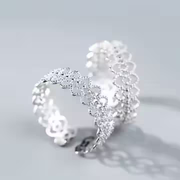 925銀飾×氣質蕾絲×開口戒指