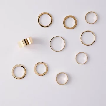 寬環細環×十套件戒指組×金色.avif