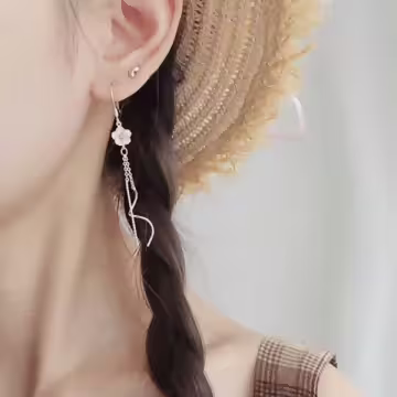 925銀針×櫻花波浪麻花直桿×流蘇耳勾