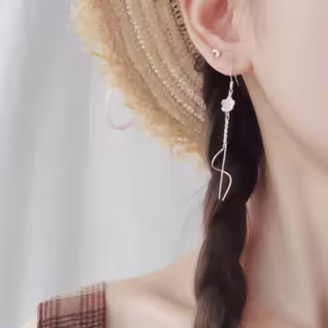 925銀針×櫻花波浪麻花直桿×流蘇耳勾