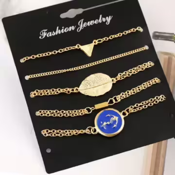 樹葉船錨三角×五套件手鍊組