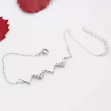 925銀飾×波浪V字晶鑽×手鍊