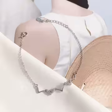 925銀飾×波浪V字晶鑽×手鍊