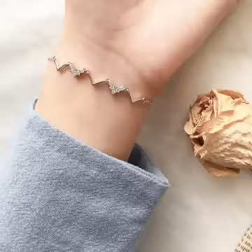 925銀飾×波浪V字晶鑽×手鍊