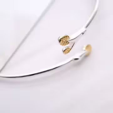 925銀飾×金枝葉×開口手環