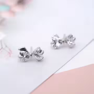 925銀針×晶鑽蝴蝶領結×耳針